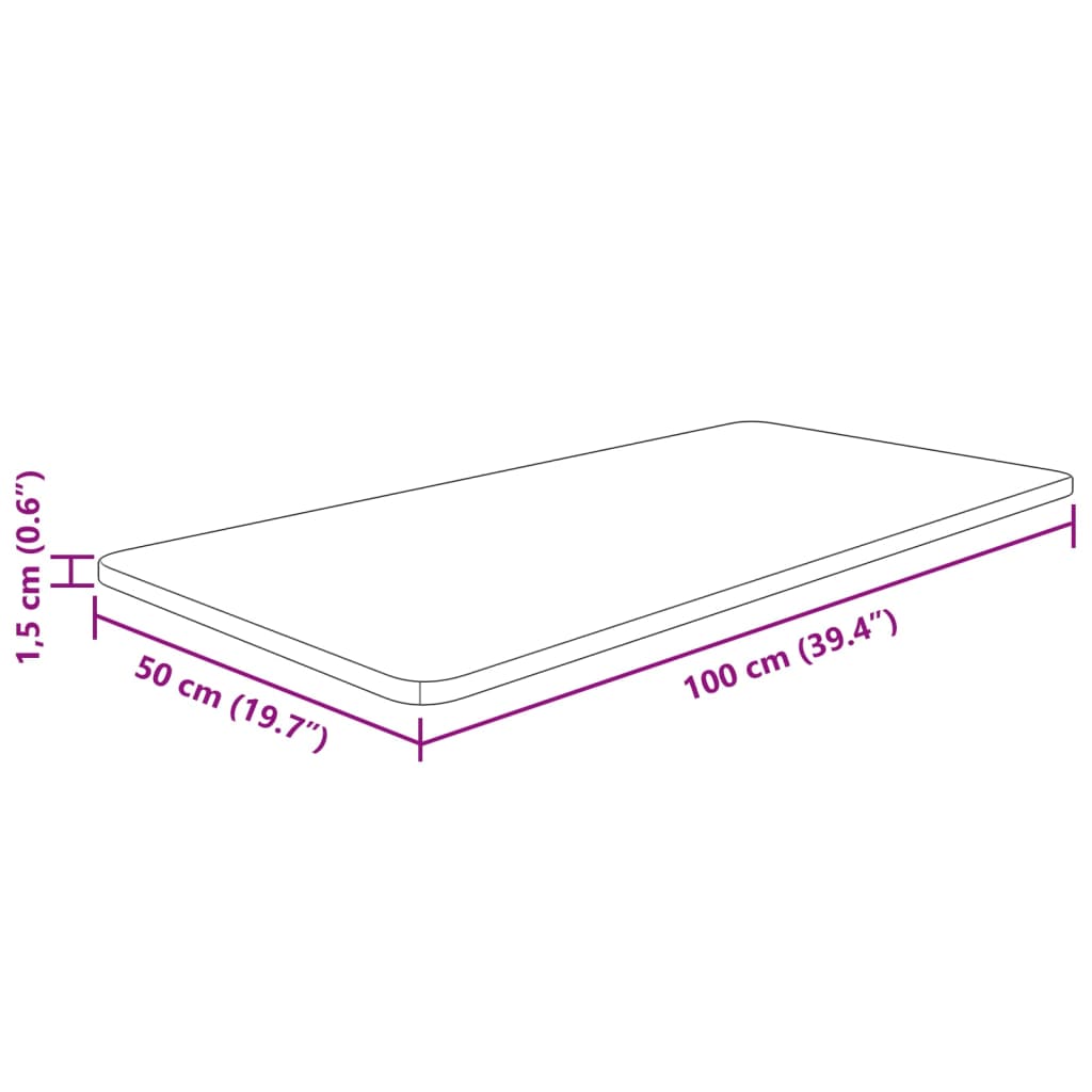 vidaXL bordplade til badeværelse 100x50x1,5 cm massivt træ mørkebrun