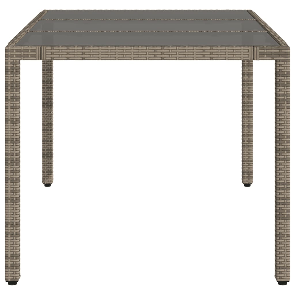 vidaXL havebord med glastop 150x90x75 cm polyrattan grå