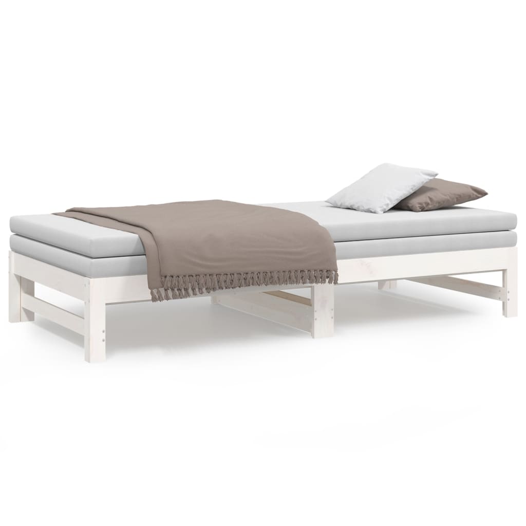 vidaXL daybed med udtræk 2x(75x190) cm massivt fyrretræ hvid