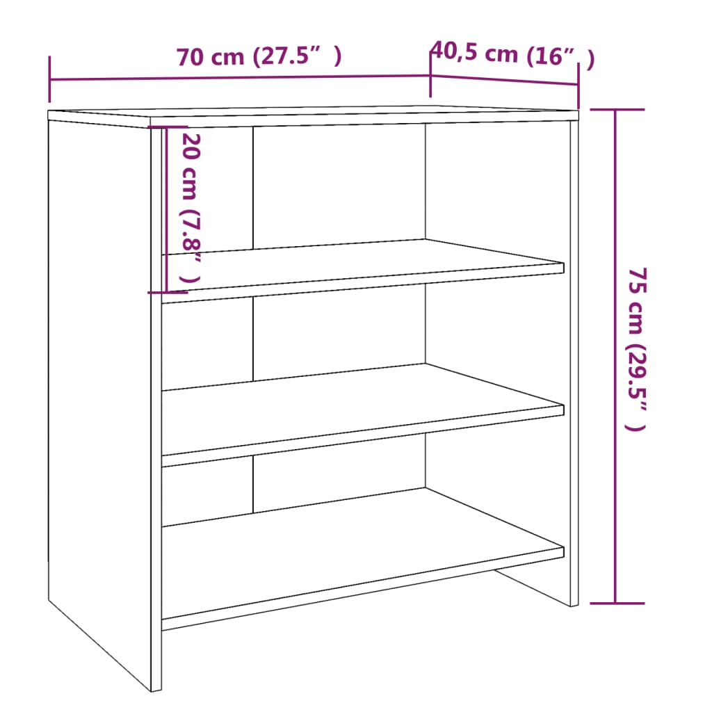 vidaXL skænk 70x40,5x75 cm konstrueret træ grå sonoma-eg