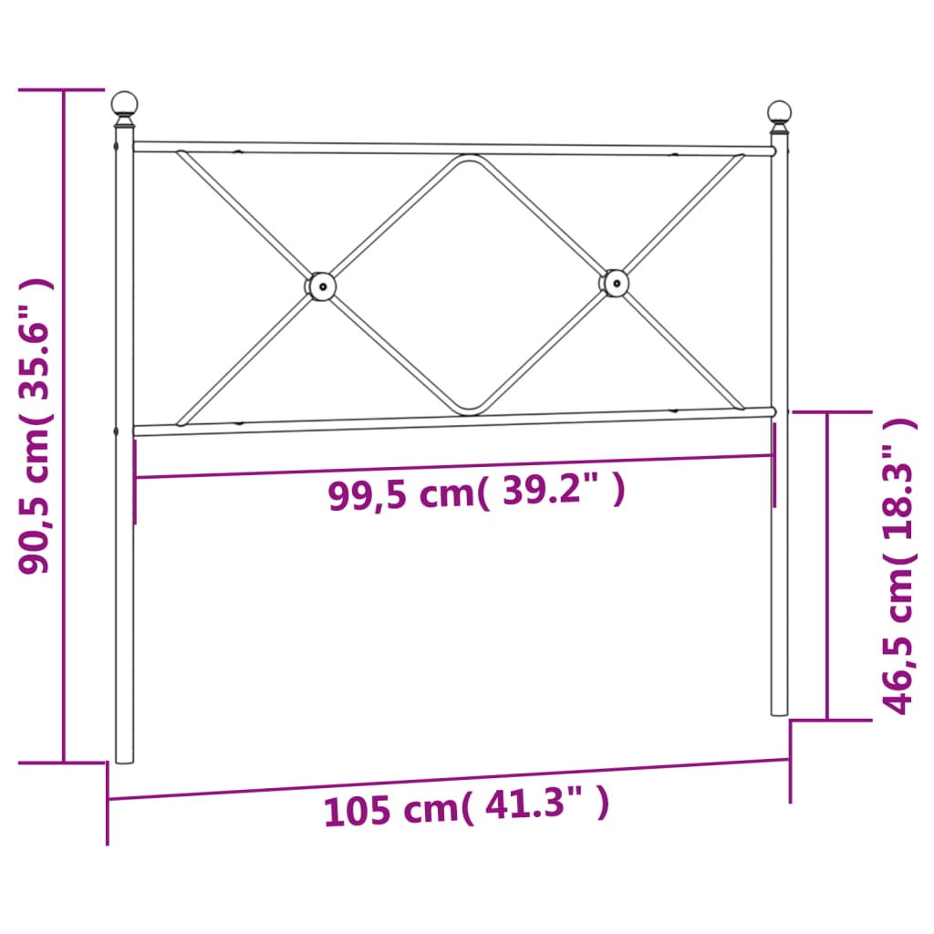 vidaXL sengegavl 100 cm metal sort