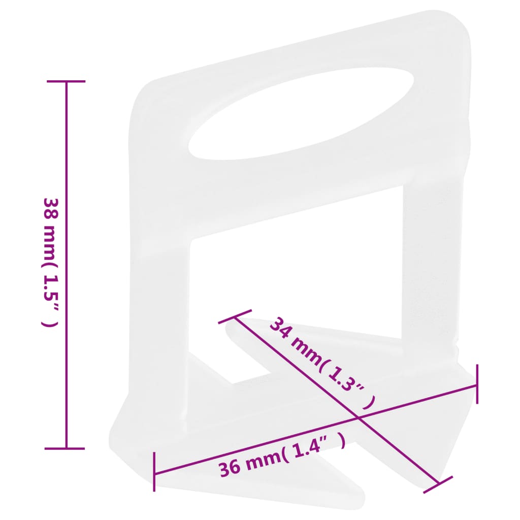 vidaXL nivelleringssystem 250 kiler 500 klips 1,5 mm