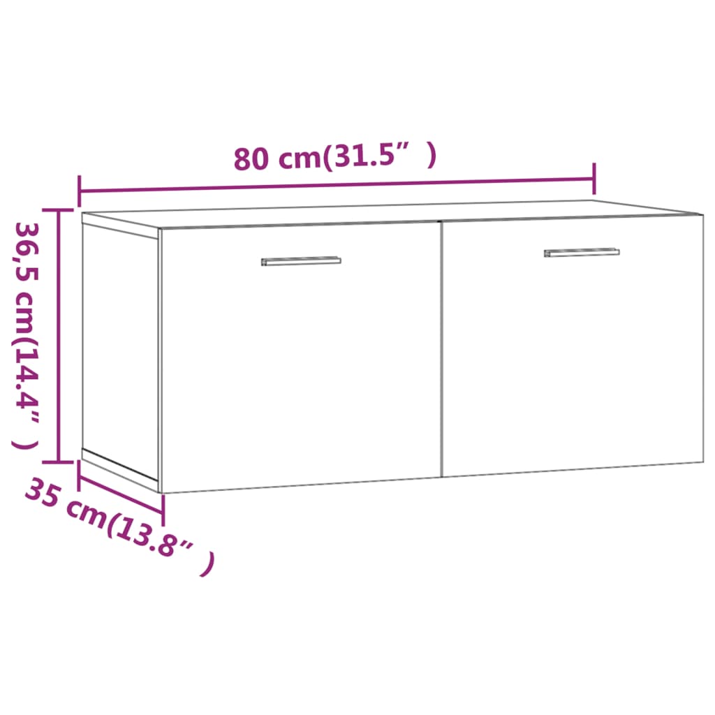 vidaXL vægskab 80x35x36,5 cm konstrueret træ røget egetræ