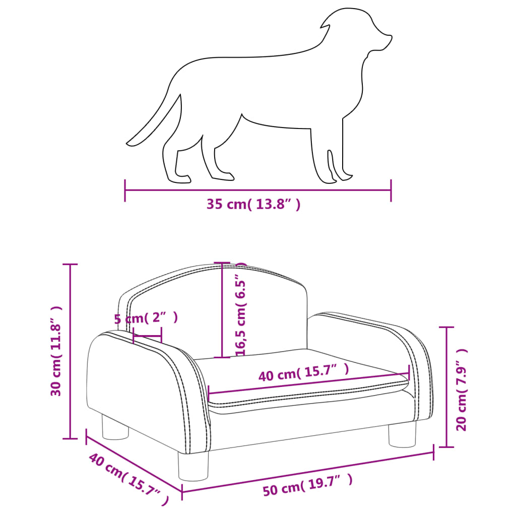 vidaXL hundeseng 50x40x30 cm stof gråbrun