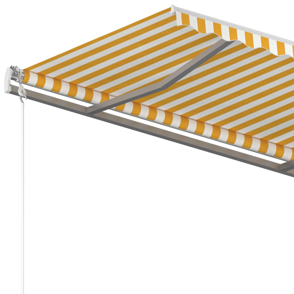 vidaXL foldemarkise m. stolper 3,5x2,5 m manuel betjening gul og hvid