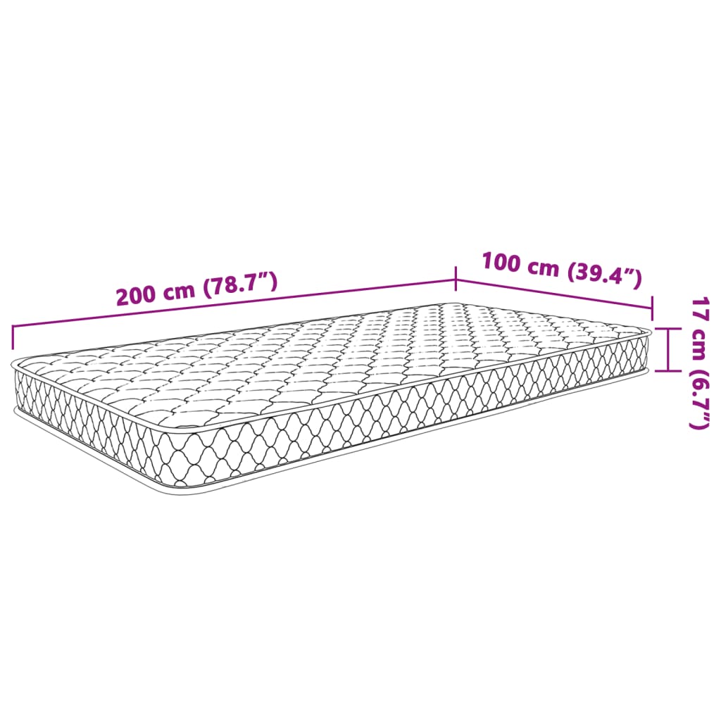 vidaXL madras 100x200x17 cm memoryskum hvid