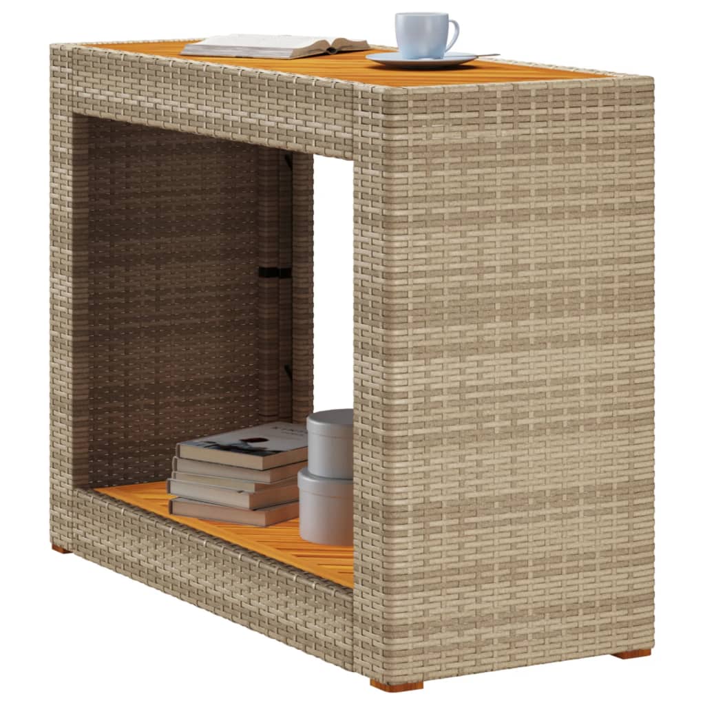 vidaXL havebord med trætop 100x40x75 cm polyrattan sort