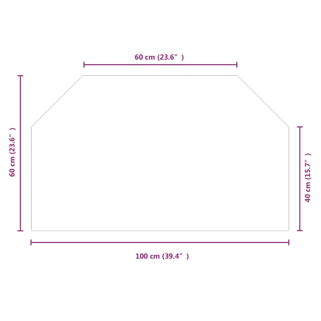 vidaXL glasplade til pejs 100x60 cm sekskantet