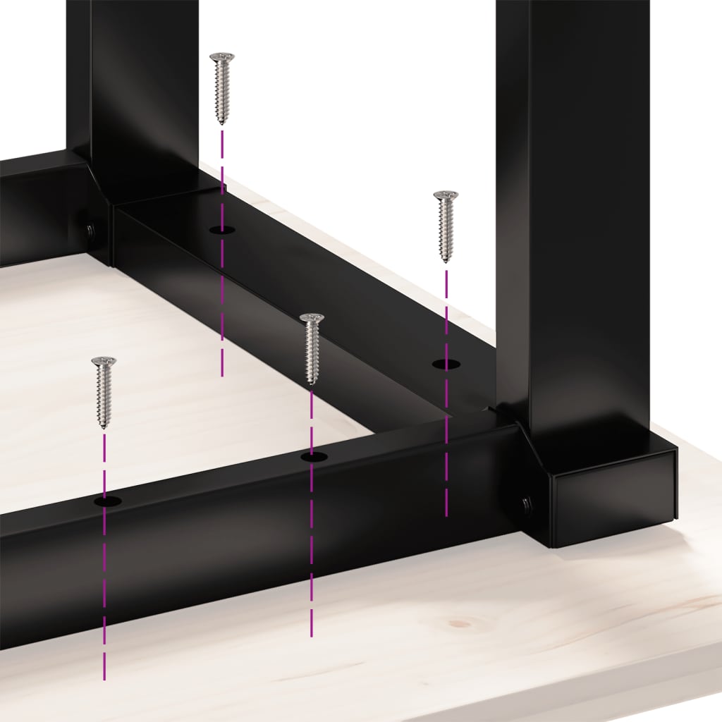 vidaXL spisebord 160x80x75,5 cm O-stel massivt fyrretræ og støbejern