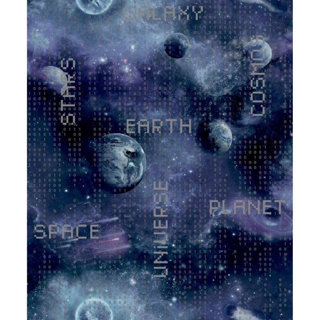 Good Vibes tapet Galaxy Planets and Text sort og lilla