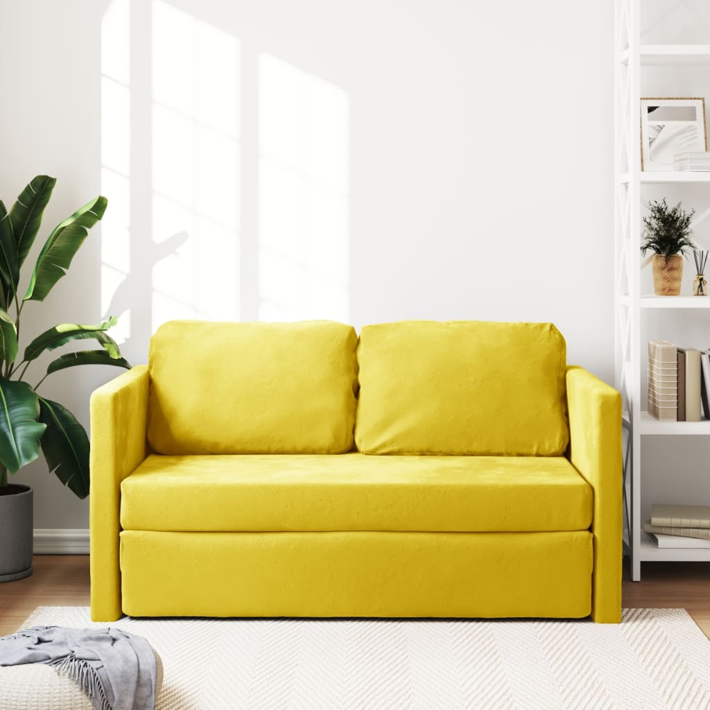 vidaXL 2-i-1 sovesofa 122x204x55 cm velour mørkegul