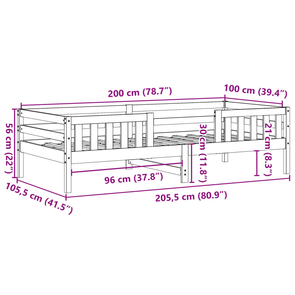 vidaXL sengeramme uden madras 100x200 cm massivt fyrretræ gyldenbrun