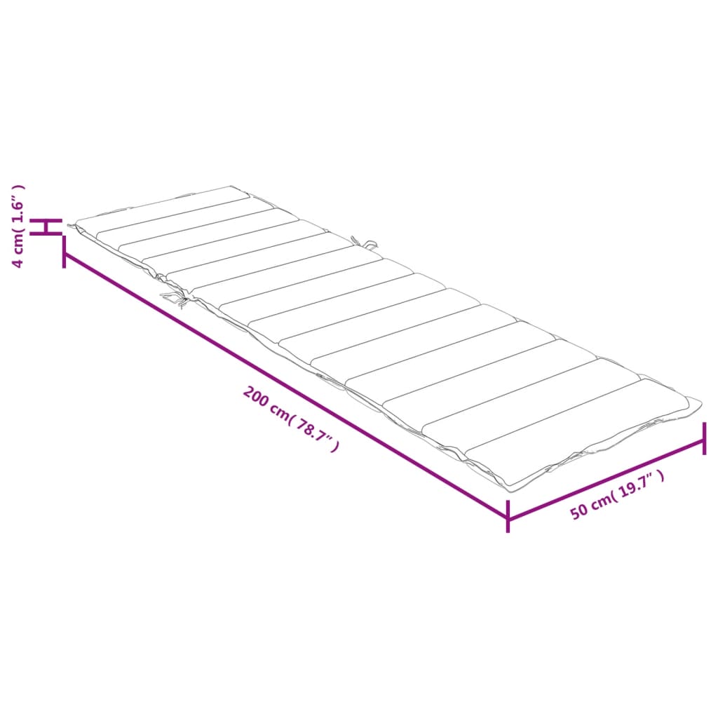 vidaXL hynde til liggestol 200x50x4 cm stof meleret lysegrå