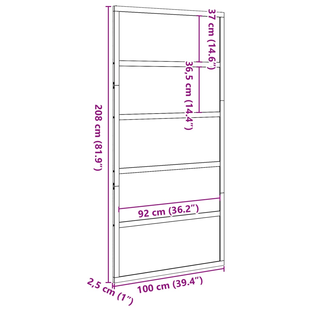 vidaXL skydedør 100x208 cm massivt fyrretræ