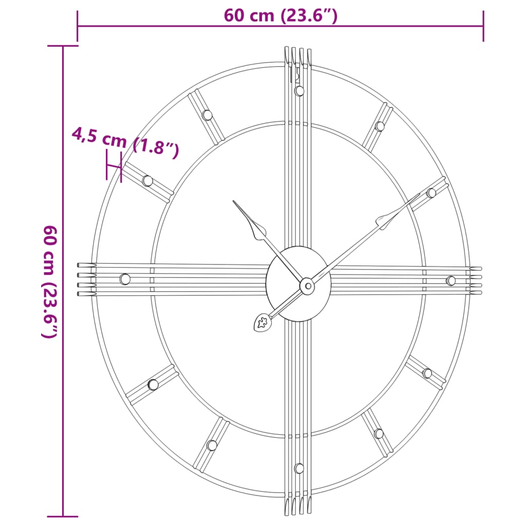 vidaXL vægur Ø60 cm jern sort