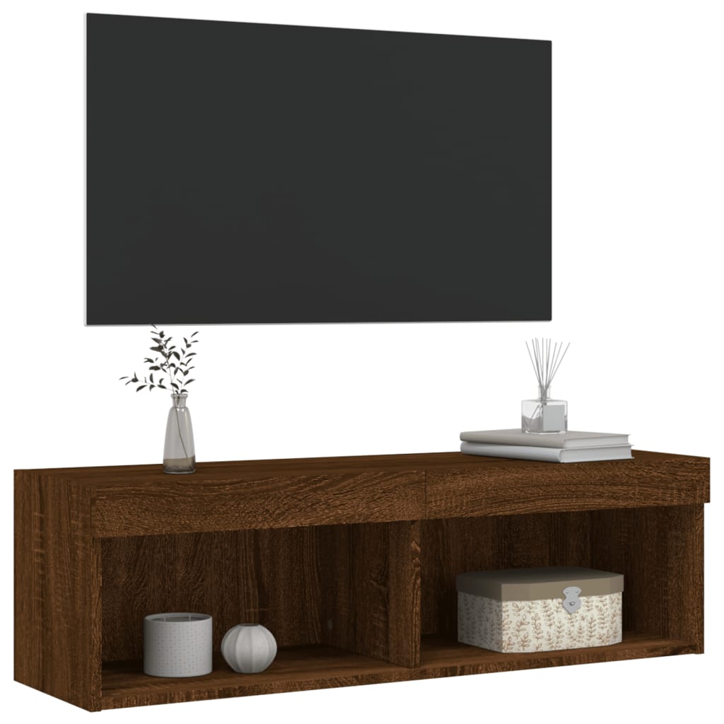 vidaXL tv-bord med LED-lys 100x30x30 cm brun egetræsfarve