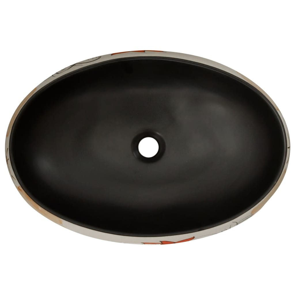 vidaXL håndvask til bordplade 59x40x15 cm oval keramik flerfarvet
