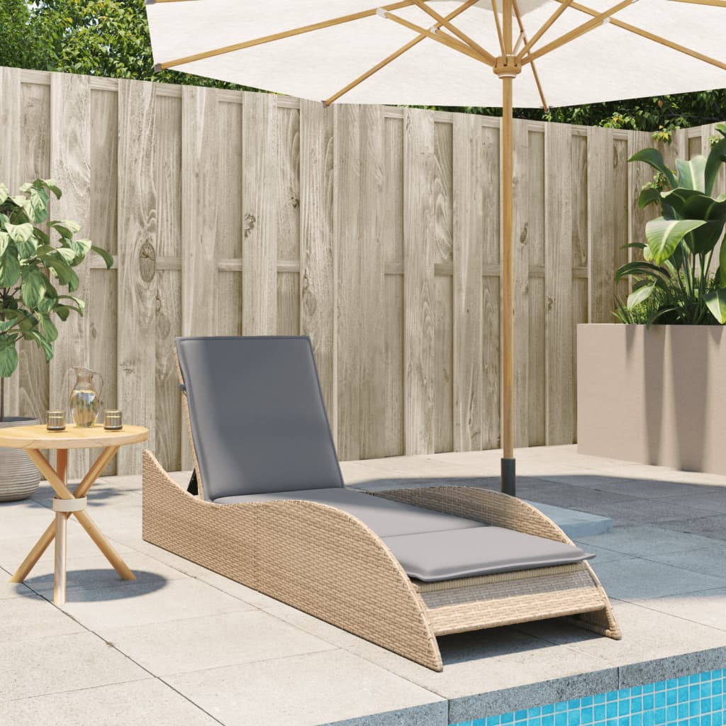 vidaXL liggestol med hynde 60x205x73 cm polyrattan beige