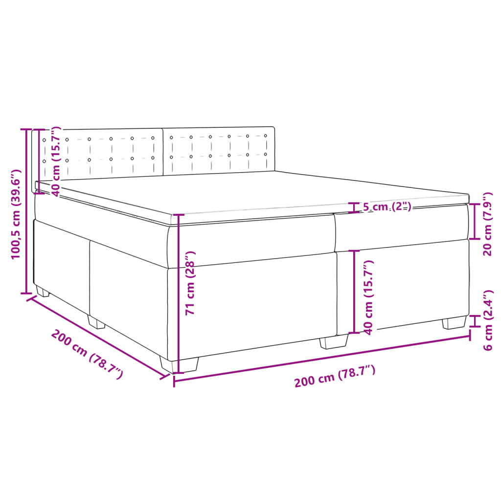 vidaXL kontinentalseng med madras 200x200 cm stof gråbrun