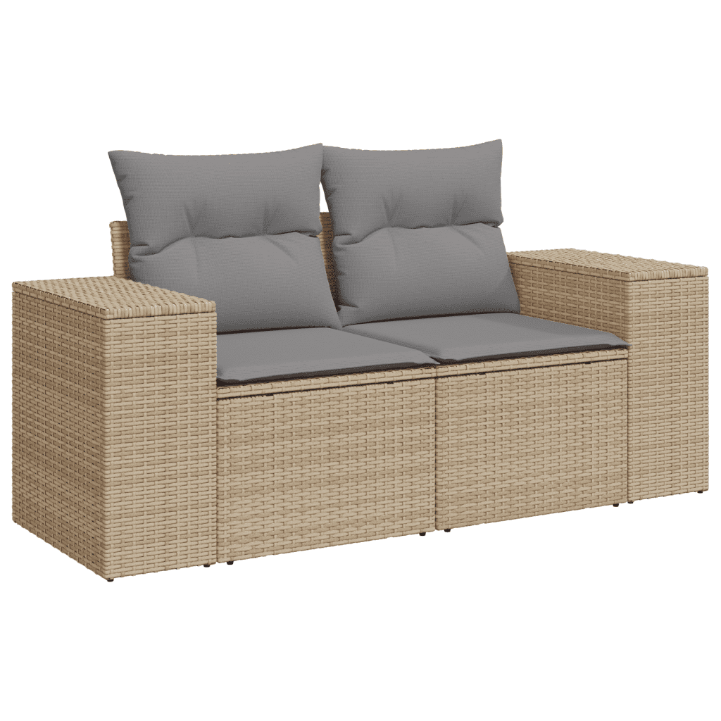 vidaXL sofasæt til haven 7 dele med hynder polyrattan beige