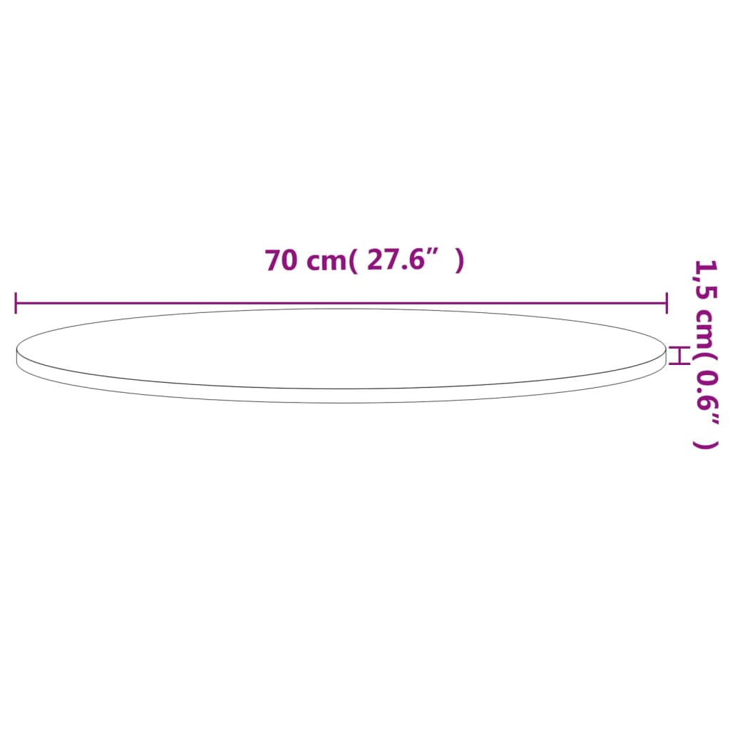 vidaXL bordplade Ø70x1,5 cm rund massivt bøgetræ