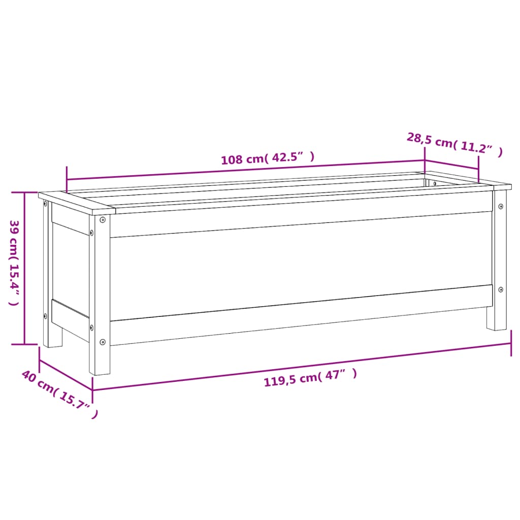 vidaXL højbed 119,5x40x39 cm massivt fyrretræ grå