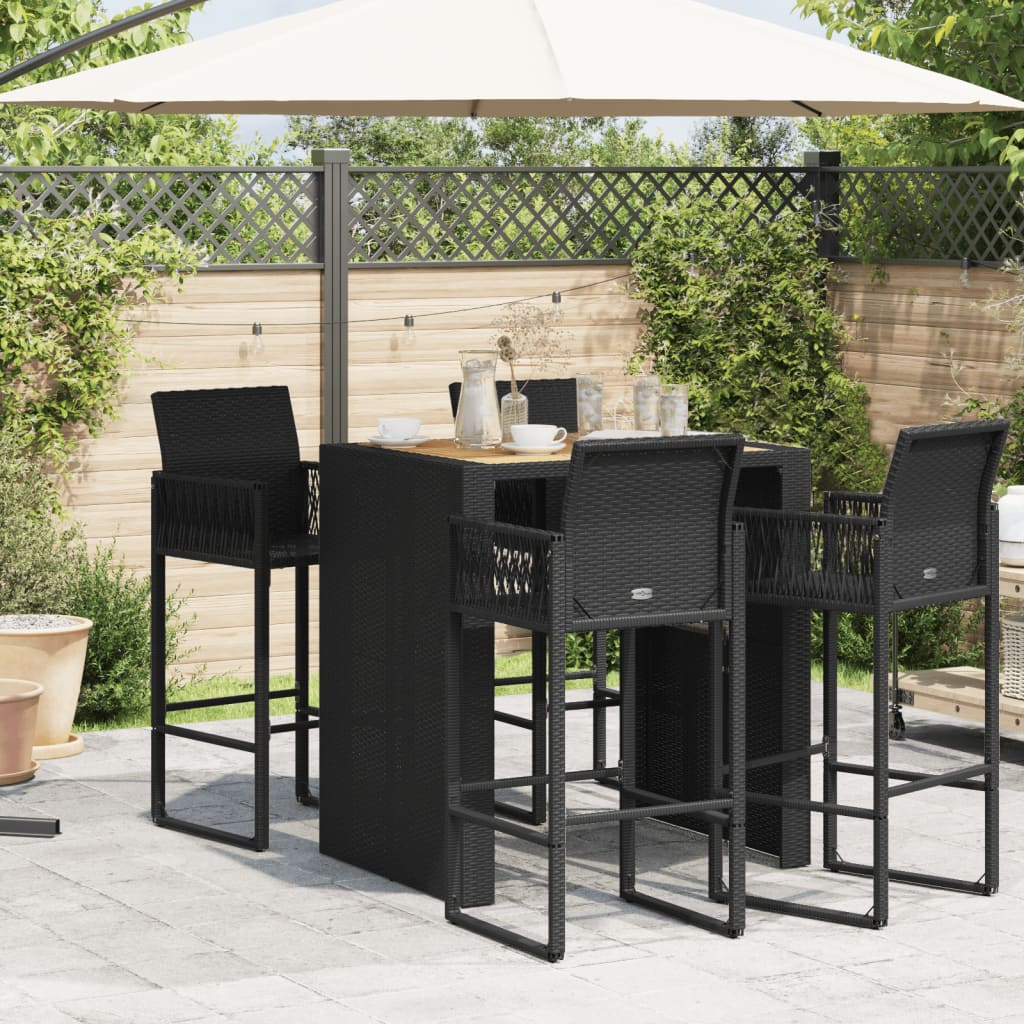 vidaXL barbord til haven 105x80x110 cm akacietop polyrattan sort