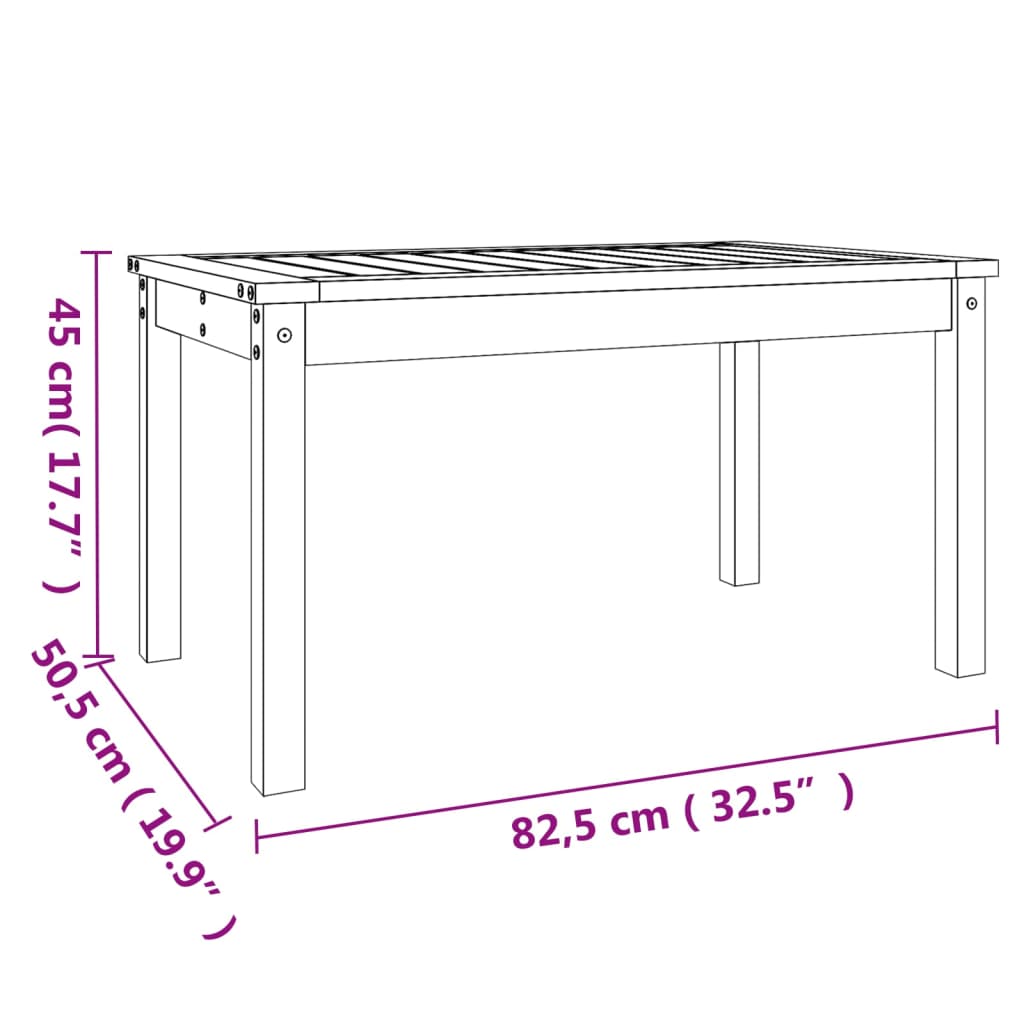 vidaXL havebord 82,5x50,5x45 cm massivt fyrretræ