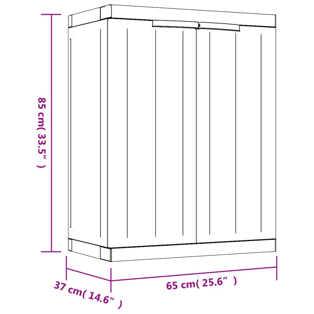 vidaXL haveskab 65x37x85 cm PP grå og sort