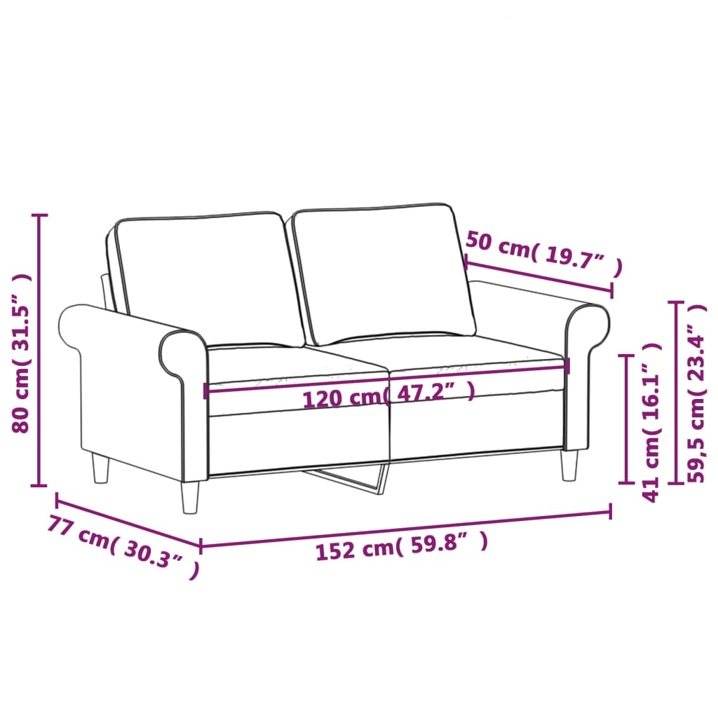 vidaXL 2-personers sofa 120 cm stof lysegrå