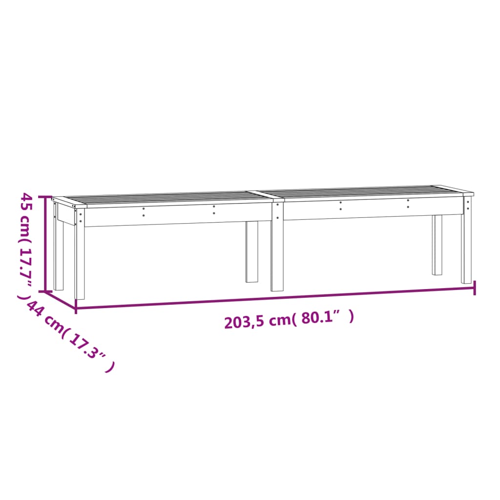 vidaXL 2-personers havebænk 203,5x44x45 cm massivt douglasgran