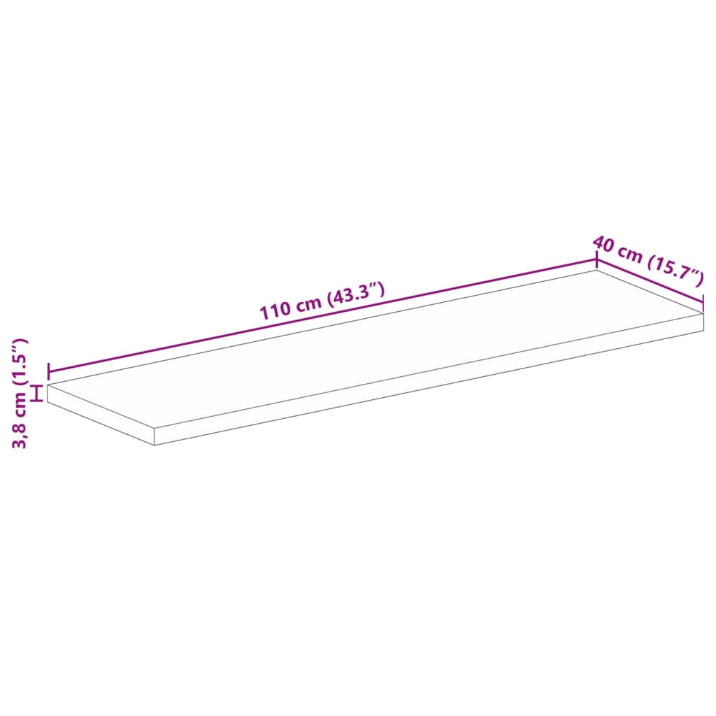 vidaXL bordplade 110x40x3,8 cm rektangulær massivt genbrugstræ