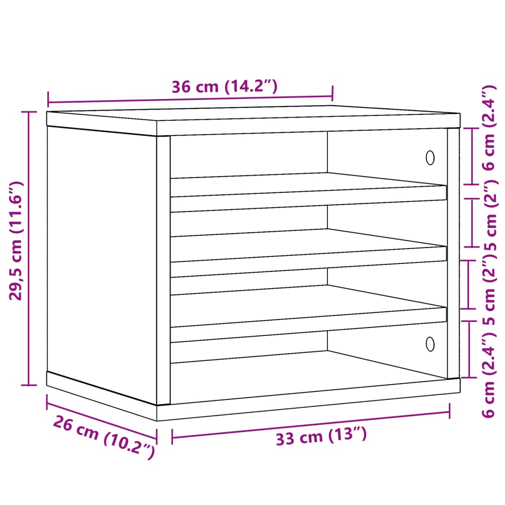 vidaXL dueslag til skrivebord 36x26x29,5 cm konstrueret træ sonoma-eg