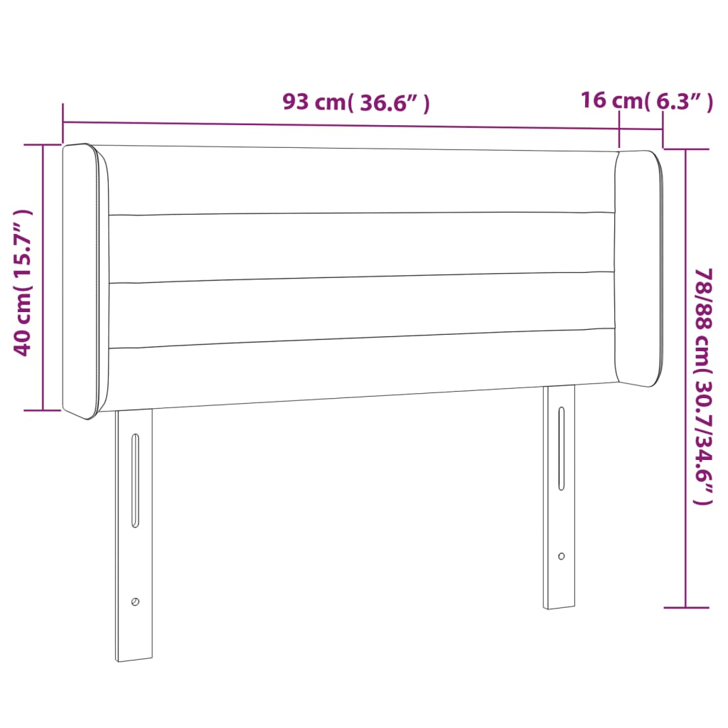 vidaXL sengegavl med LED-lys 93x16x78/88 cm stof grøn