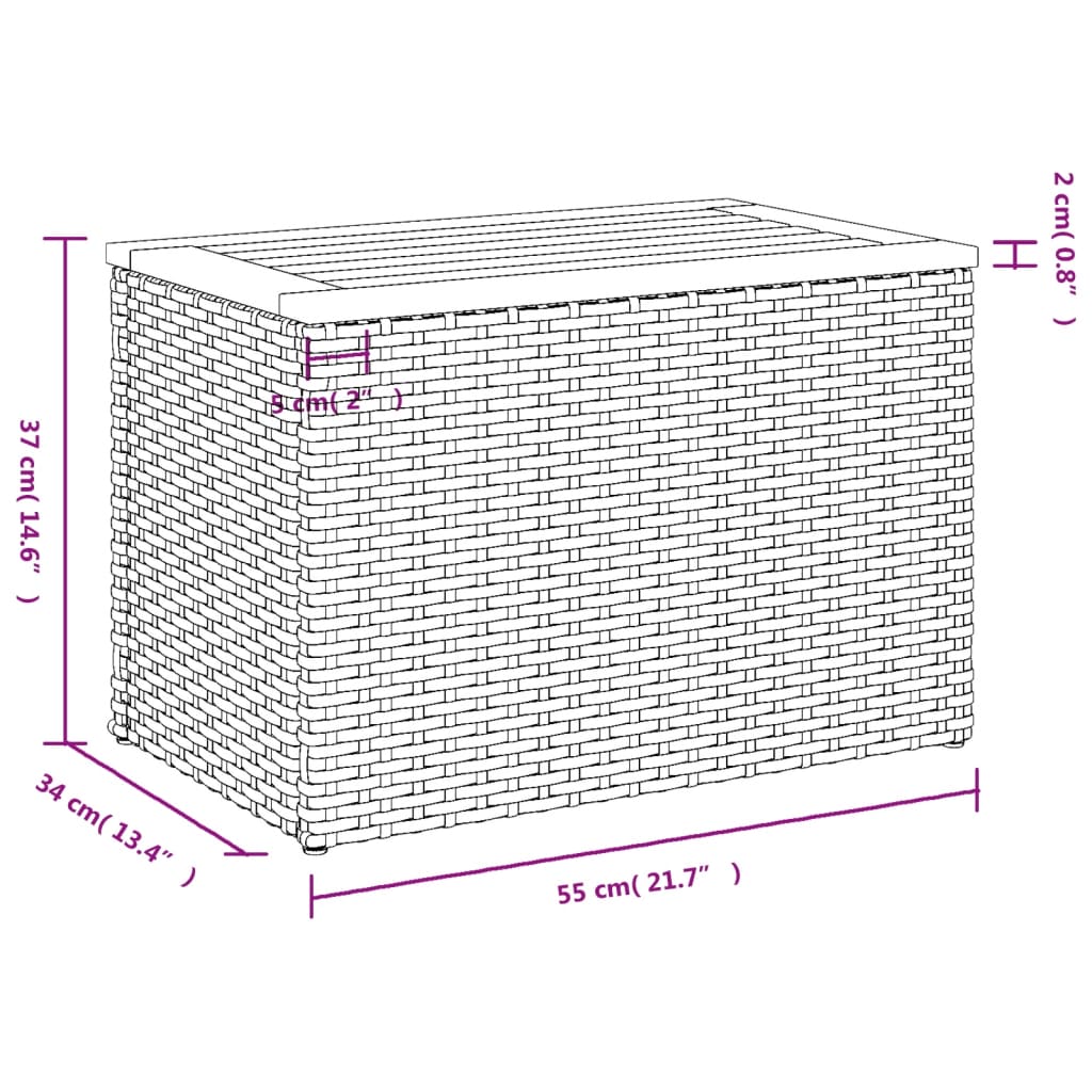 vidaXL havesideborde 2 stk. 55x34x37 cm polyrattan og massivt træ grå