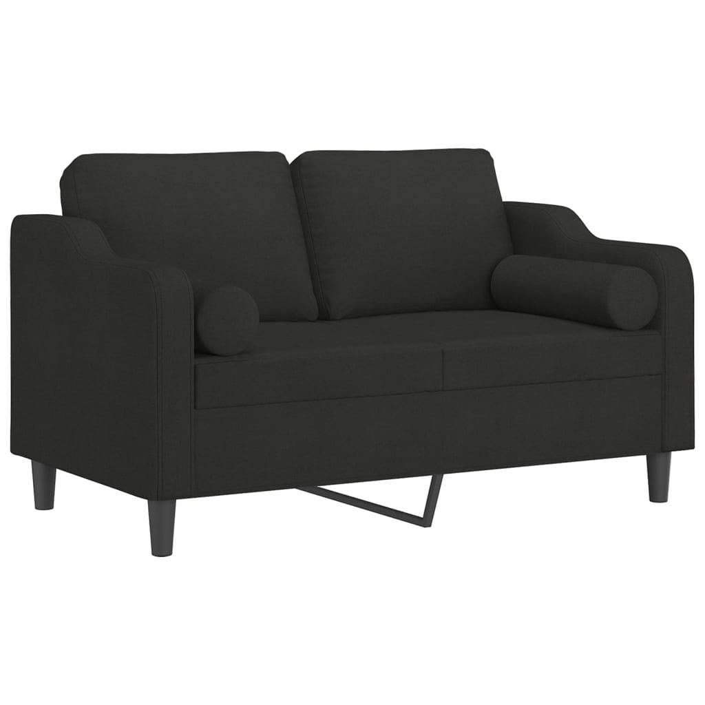 vidaXL 2-personers sofa med pyntepuder 120 cm stof sort