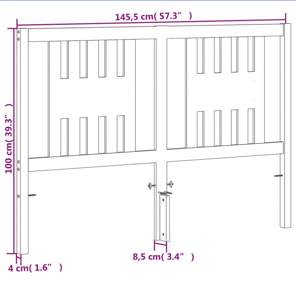 vidaXL sengegavl 140 cm massivt fyrretræ gyldenbrun