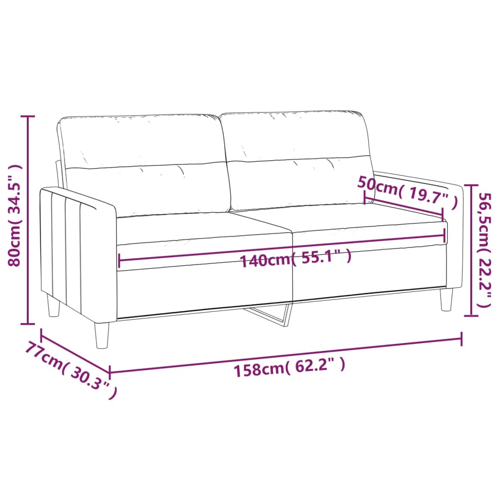 vidaXL 2-personers sofa 140 cm stof brun