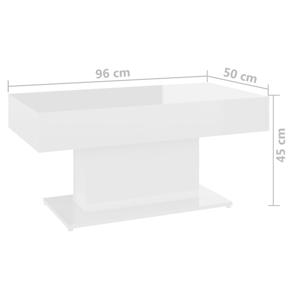 vidaXL sofabord 96x50x45 cm konstrueret træ hvid højglans