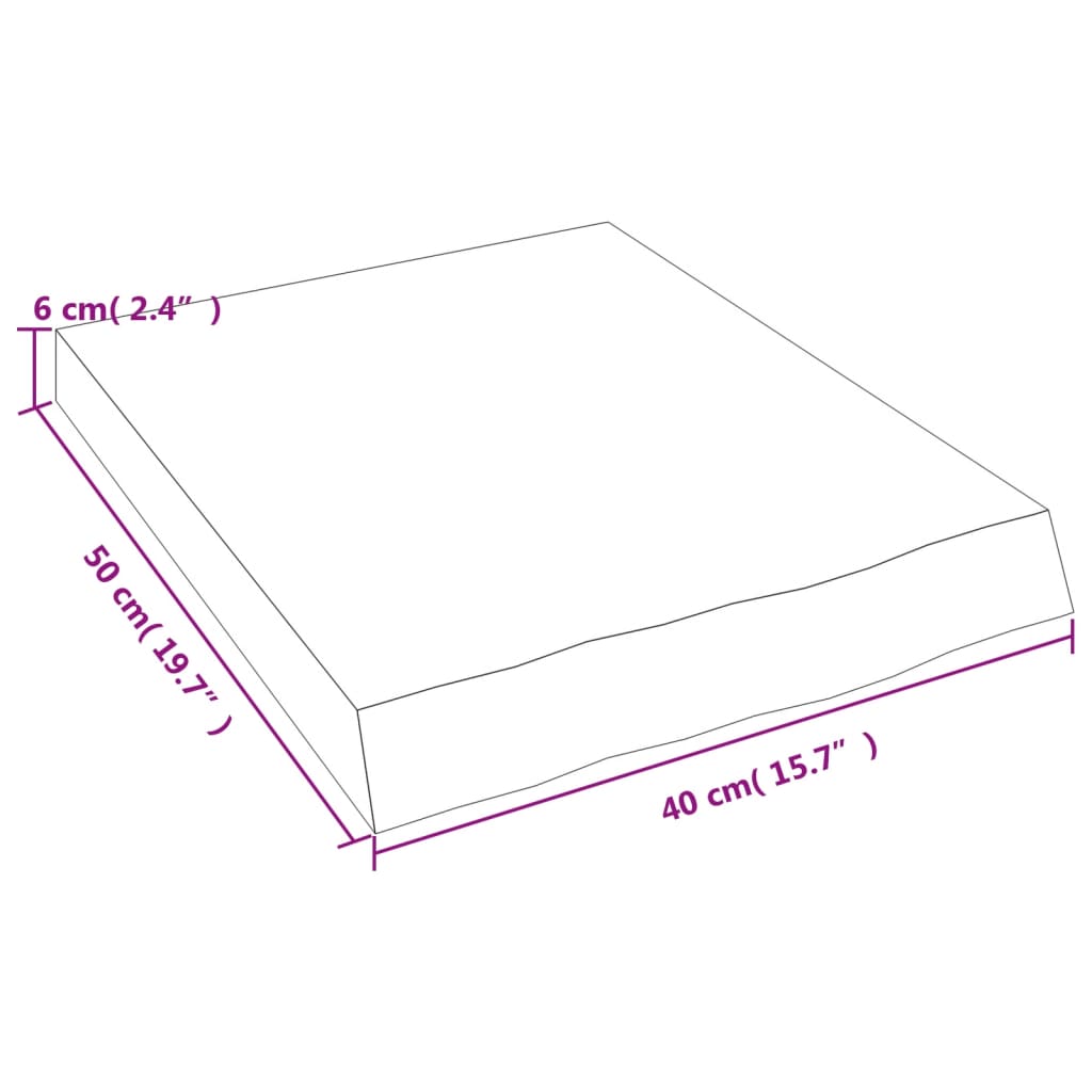 vidaXL bordplade til badeværelse 40x50x(2-6) cm massivt træ lysebrun