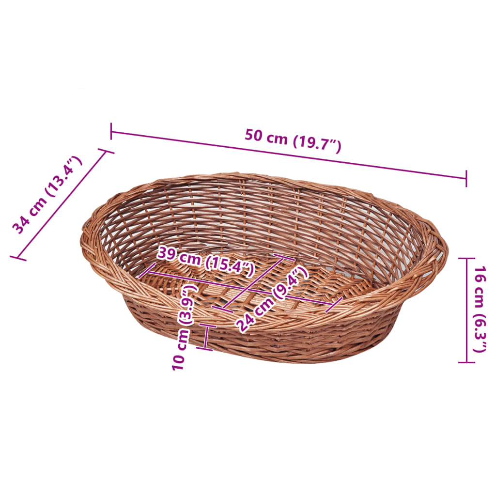 vidaXL hundekurv 50 cm pileflet naturfarvet