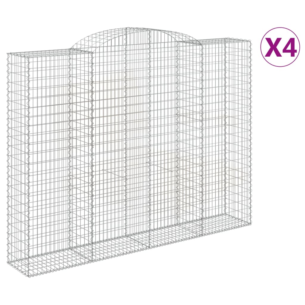 vidaXL buede gabionkurve 4 stk. 300x50x220/240 cm galvaniseret jern