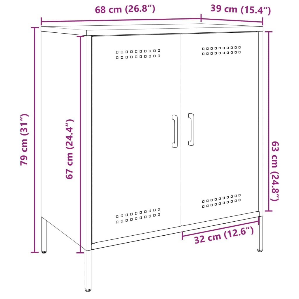 vidaXL skab 68x39x79 cm stål antracitgrå