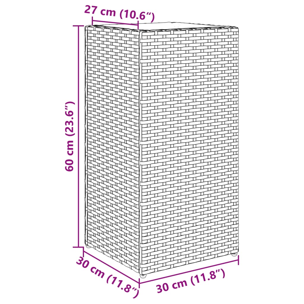 vidaXL plantekasse 30x30x60 cm polyrattan grå