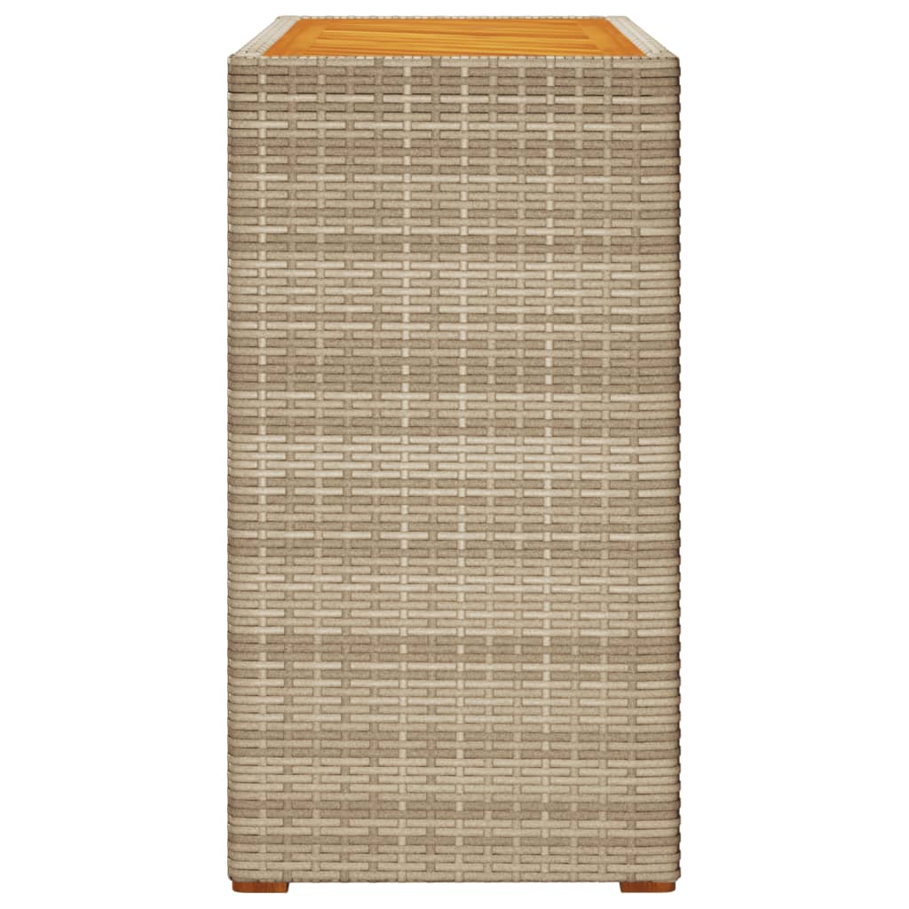 vidaXL havebord med trætop 100x40x75 cm polyrattan sort