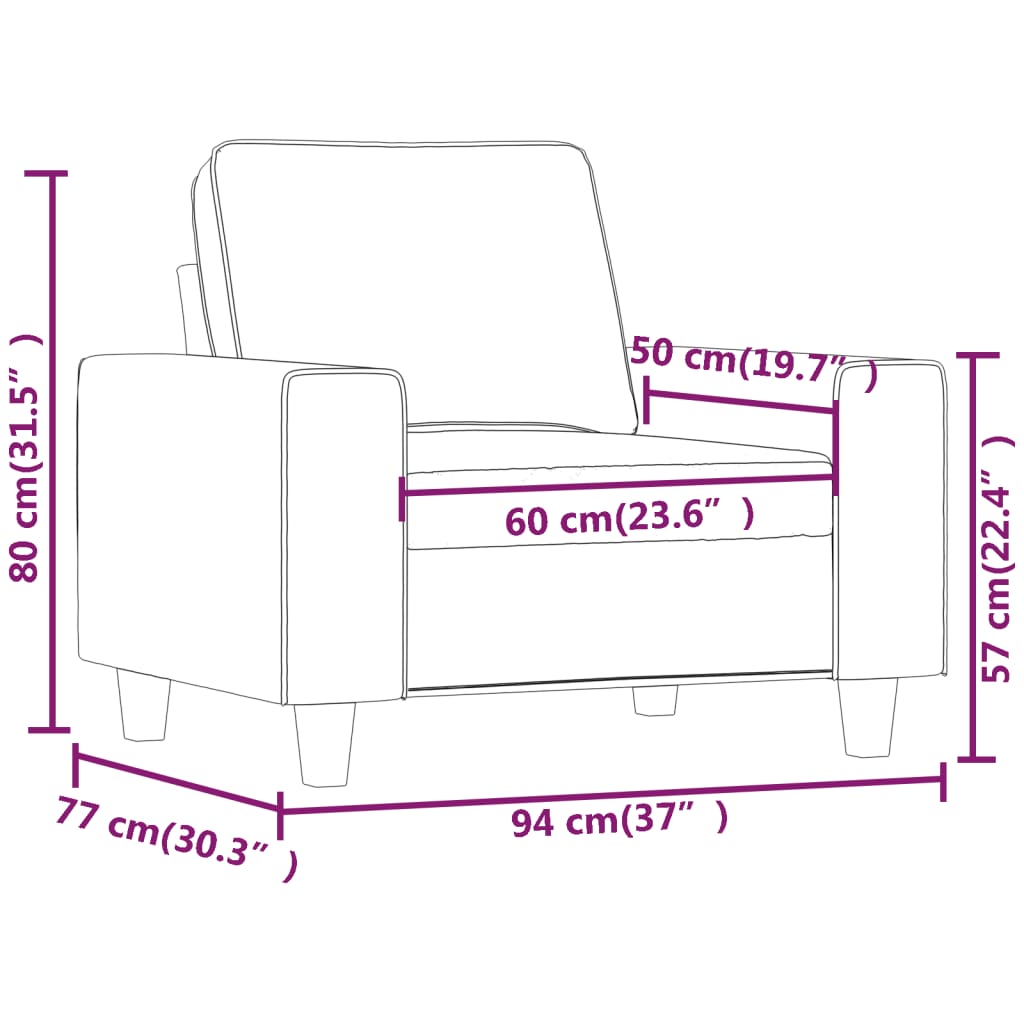 vidaXL lænestol 60 cm stof lysegul