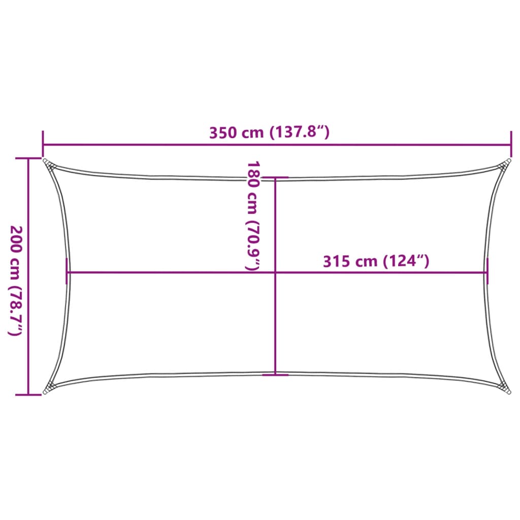 vidaXL solsejl 2x3,5 m 160 g/m² HDPE sort