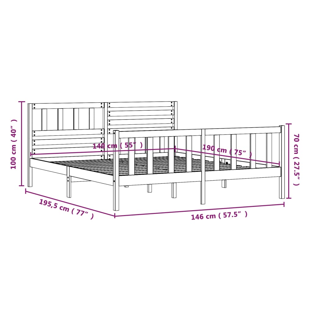 vidaXL sengeramme 140x190 cm massivt træ