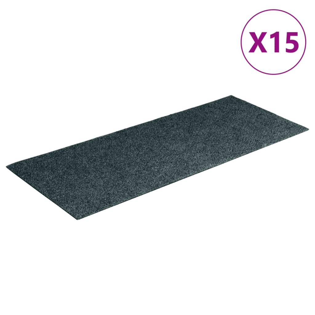 vidaXL selvklæbende trappemåtter 15 stk. 60x25 cm rektangulær grøn