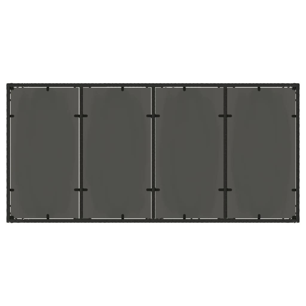 vidaXL havebord med glastop 150x90x75 cm polyrattan sort